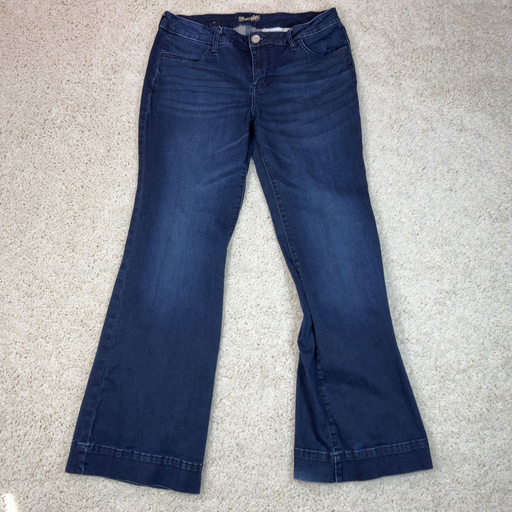 Wrangler Flare Jeans Womens 9/10x28 Blue Dark Wash Denim Retro Boho 1009MVWAB
